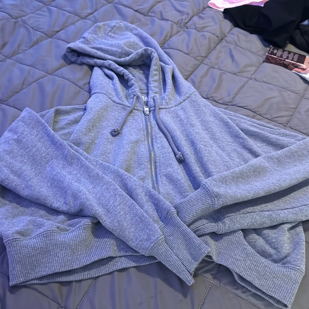 Grey cropped hollister zip up
